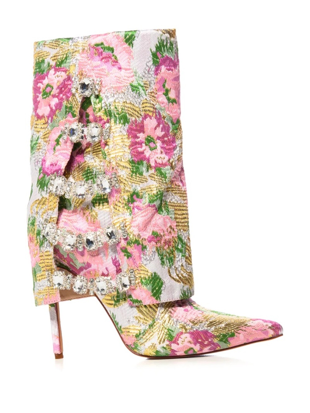 Women's Pink Floral Embellished High-Heel Boot